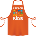 I Teach Awesome Kids Funny Teacher Teaching Cotton Apron 100% Organic Orange
