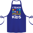 I Teach Awesome Kids Funny Teacher Teaching Cotton Apron 100% Organic Royal Blue