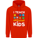 I Teach Awesome Kids Funny Teacher Teaching Mens 80% Cotton Hoodie Bright Red