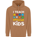 I Teach Awesome Kids Funny Teacher Teaching Mens 80% Cotton Hoodie Caramel Latte