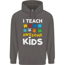 I Teach Awesome Kids Funny Teacher Teaching Mens 80% Cotton Hoodie Charcoal