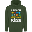I Teach Awesome Kids Funny Teacher Teaching Mens 80% Cotton Hoodie Forest Green