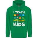I Teach Awesome Kids Funny Teacher Teaching Mens 80% Cotton Hoodie Irish Green