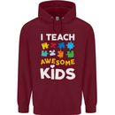I Teach Awesome Kids Funny Teacher Teaching Mens 80% Cotton Hoodie Maroon