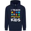 I Teach Awesome Kids Funny Teacher Teaching Mens 80% Cotton Hoodie Navy Blue