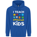 I Teach Awesome Kids Funny Teacher Teaching Mens 80% Cotton Hoodie Royal Blue