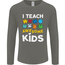 I Teach Awesome Kids Funny Teacher Teaching Mens Long Sleeve T-Shirt Charcoal