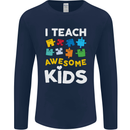 I Teach Awesome Kids Funny Teacher Teaching Mens Long Sleeve T-Shirt Navy Blue