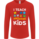 I Teach Awesome Kids Funny Teacher Teaching Mens Long Sleeve T-Shirt Red