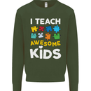 I Teach Awesome Kids Funny Teacher Teaching Mens Sweatshirt Jumper Forest Green
