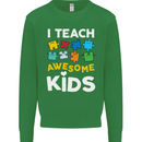 I Teach Awesome Kids Funny Teacher Teaching Mens Sweatshirt Jumper Irish Green
