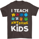 I Teach Awesome Kids Funny Teacher Teaching Mens T-Shirt Cotton Gildan Dark Chocolate