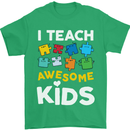 I Teach Awesome Kids Funny Teacher Teaching Mens T-Shirt Cotton Gildan Irish Green