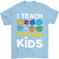 I Teach Awesome Kids Funny Teacher Teaching Mens T-Shirt Cotton Gildan Light Blue