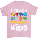 I Teach Awesome Kids Funny Teacher Teaching Mens T-Shirt Cotton Gildan Light Pink