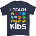 I Teach Awesome Kids Funny Teacher Teaching Mens T-Shirt Cotton Gildan Navy Blue