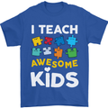I Teach Awesome Kids Funny Teacher Teaching Mens T-Shirt Cotton Gildan Royal Blue