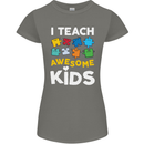I Teach Awesome Kids Funny Teacher Teaching Womens Petite Cut T-Shirt Charcoal