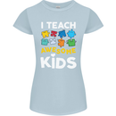 I Teach Awesome Kids Funny Teacher Teaching Womens Petite Cut T-Shirt Light Blue