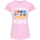 I Teach Awesome Kids Funny Teacher Teaching Womens Petite Cut T-Shirt Light Pink