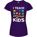 I Teach Awesome Kids Funny Teacher Teaching Womens Petite Cut T-Shirt Purple