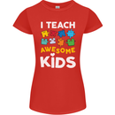 I Teach Awesome Kids Funny Teacher Teaching Womens Petite Cut T-Shirt Red