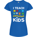 I Teach Awesome Kids Funny Teacher Teaching Womens Petite Cut T-Shirt Royal Blue