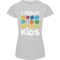 I Teach Awesome Kids Funny Teacher Teaching Womens Petite Cut T-Shirt Sports Grey