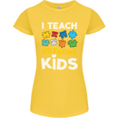 I Teach Awesome Kids Funny Teacher Teaching Womens Petite Cut T-Shirt Yellow