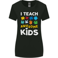 I Teach Awesome Kids Funny Teacher Teaching Womens Wider Cut T-Shirt Black