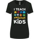 I Teach Awesome Kids Funny Teacher Teaching Womens Wider Cut T-Shirt Black