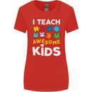 I Teach Awesome Kids Funny Teacher Teaching Womens Wider Cut T-Shirt Red