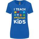 I Teach Awesome Kids Funny Teacher Teaching Womens Wider Cut T-Shirt Royal Blue