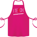 I Teach Whats Your Superpower Funny Teacher Cotton Apron 100% Organic Pink