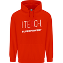 I Teach Whats Your Superpower Funny Teacher Mens 80% Cotton Hoodie Bright Red
