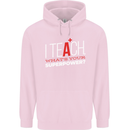 I Teach Whats Your Superpower Funny Teacher Mens 80% Cotton Hoodie Light Pink