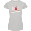 I Teach Whats Your Superpower Funny Teacher Womens Petite Cut T-Shirt Sports Grey