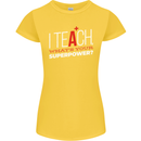I Teach Whats Your Superpower Funny Teacher Womens Petite Cut T-Shirt Yellow