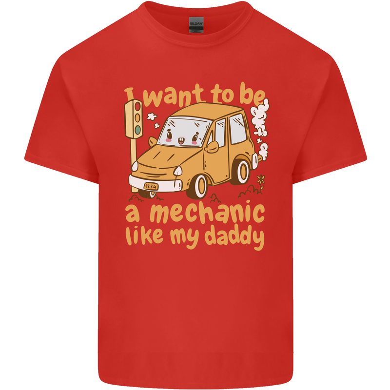 I Want to Be a Mechanic Like My Daddy Mens Cotton T-Shirt Tee Top Red