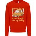 I Want to Be a Mechanic Like My Daddy Mens Sweatshirt Jumper Bright Red