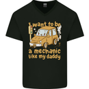 I Want to Be a Mechanic Like My Daddy Mens V-Neck Cotton T-Shirt Black