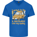 I Want to Be a Mechanic Like My Daddy Mens V-Neck Cotton T-Shirt Royal Blue