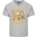 I Want to Be a Mechanic Like My Daddy Mens V-Neck Cotton T-Shirt Sports Grey