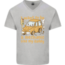 I Want to Be a Mechanic Like My Daddy Mens V-Neck Cotton T-Shirt Sports Grey