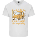 I Want to Be a Mechanic Like My Daddy Mens V-Neck Cotton T-Shirt White
