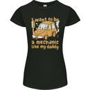 I Want to Be a Mechanic Like My Daddy Womens Petite Cut T-Shirt Black