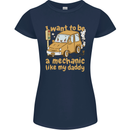 I Want to Be a Mechanic Like My Daddy Womens Petite Cut T-Shirt Navy Blue