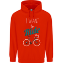 I Want to Ride My Bike Cycling Cyclist Childrens Kids Hoodie Bright Red