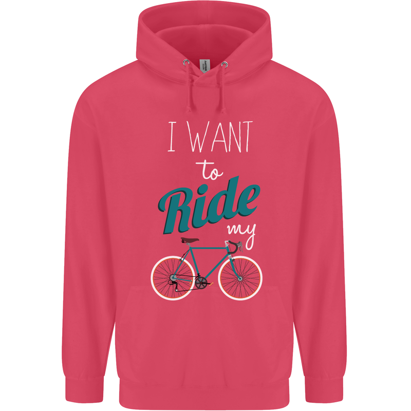 I Want to Ride My Bike Cycling Cyclist Childrens Kids Hoodie Heliconia
