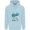 I Want to Ride My Bike Cycling Cyclist Childrens Kids Hoodie Light Blue